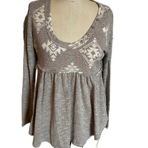 Sugarfox women”s long sleeve babydoll top. Size medium